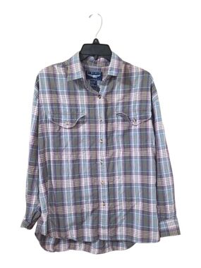 BEST American Plaid Button-Up Shirt Men's Large 100% Cotton Vintage